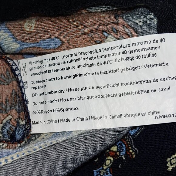 Meanor Boho Empire Waist Floral Pleated Midi Dress Size XL NAVY LUE - Picture 4 of 7